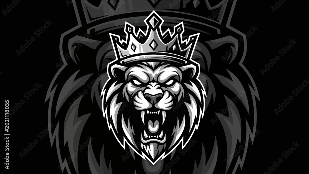 Fototapeta premium Lion with crown emblem illustration