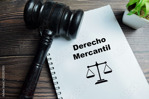 Cuadro en lienzo Concept of derecho mercantile in Spanish it means Commercial law write on book i