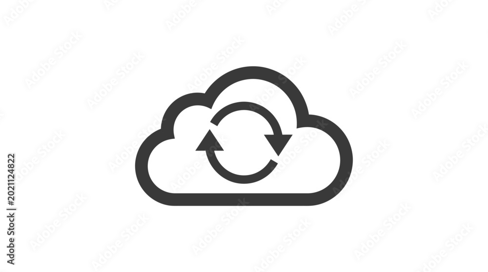 Obraz premium Minimalist Cloud Backup Icon Representing Data Synchronization and Digital Storage