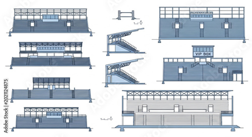Vászonkép Architectural Drawings of Stadium Seating and Stands.