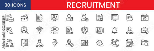 Recruitment Journey Candidate Flow Line Icon Set