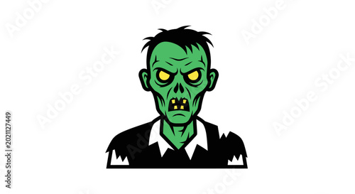 Tableau sur toile Scary zombie face with glowing eyes