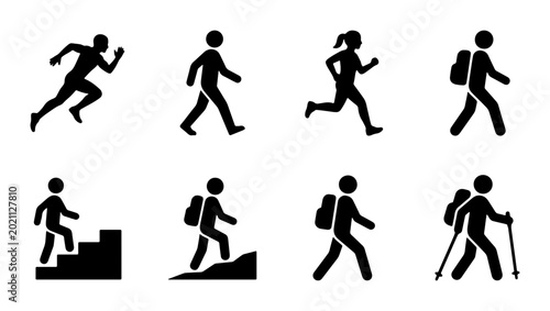 Tableau sur toile Diverse Human Activity Icons: Running, Walking, Hiking, Stair Climbing, Nordic W