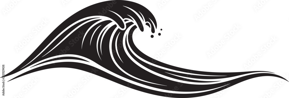 Fototapeta premium Black wave, ocean wave, surf icon, vector wave, sea wave