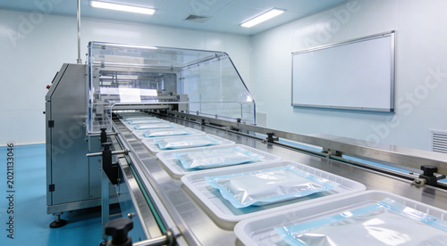 фотографія Automated packaging line in a sterile cleanroom environment for medical supplies