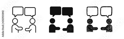 Fotografía Collaboration and problem solving icons with people and puzzle speech bubbles