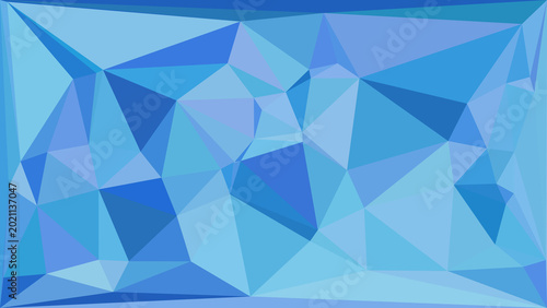 Dynamic blue geometric background with layered triangles in a sleek low poly artistic composition.