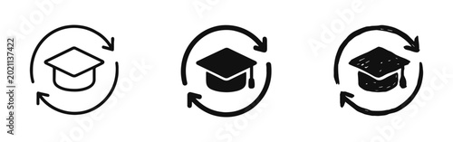 Tableau sur toile Continuing Education and Lifelong Learning Icon Set