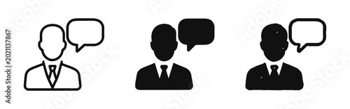 Professional Estate Planning and Legal Advisor Icon Set, Attorney or Consultant Speaking Symbols