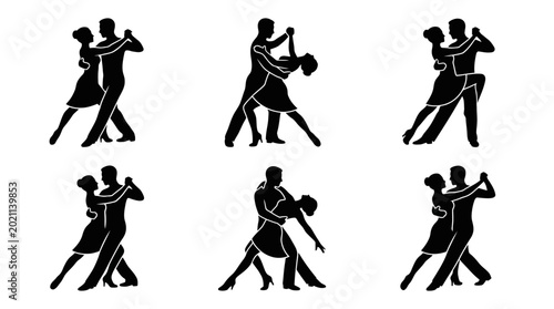 Obraz na plátně Black silhouettes of people boxing fighting.