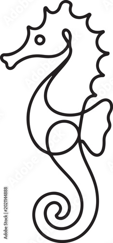 Continuous One Line Seahorse Vector Art Minimalist Marine Animal Logo