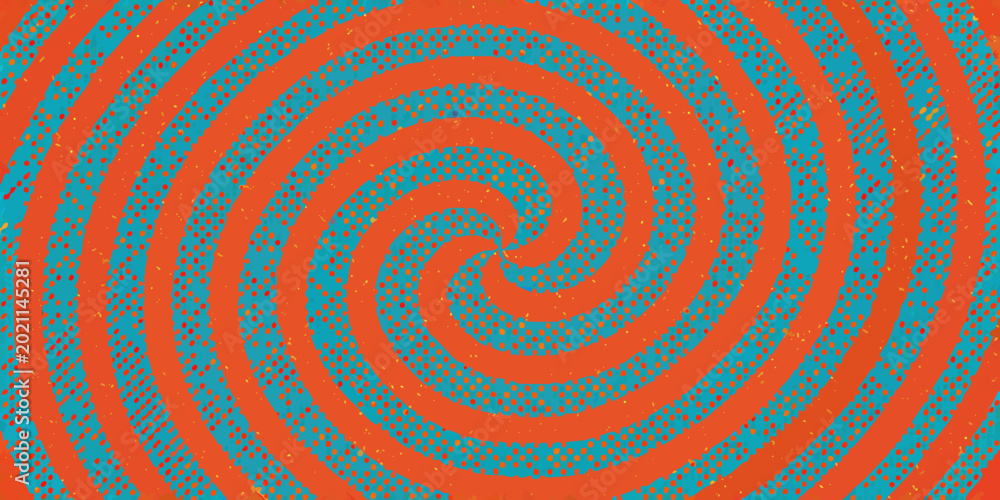 Fototapeta premium spiral pattern with halftone texture orange and teal