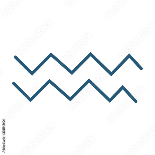 Aquarius Zodiac Sign Symbol, Minimalist Zigzag Wave Vector Icon