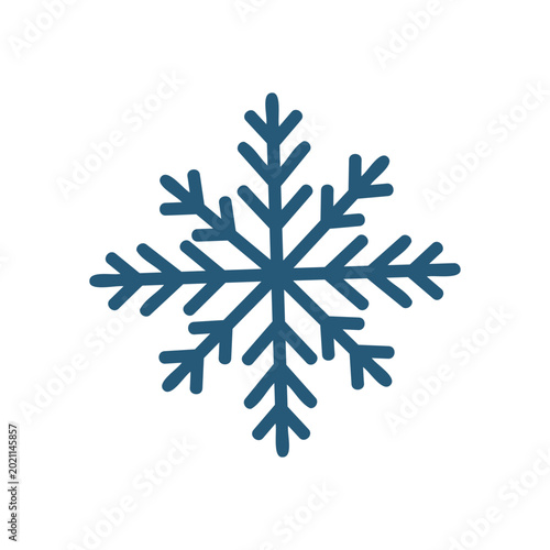 Minimalist Blue Snowflake Vector Icon, Winter Cold Symbol Isolated