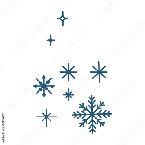 Winter Snowflakes and Stars Vector Collection, Hand Drawn Festive Set