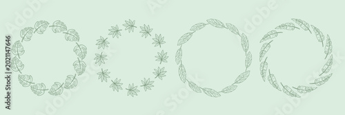 Tableau sur toile Round tropical leaf frames set
