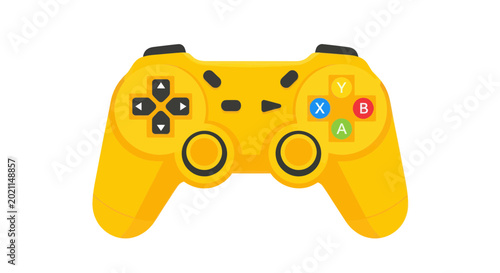 Vibrant Yellow Gaming Controller on White Background - Digital Entertainment