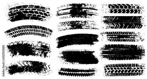 Bild auf Leinwand Tire Tread Marks PNG, Isolated Vehicle Track Overlay Transparent