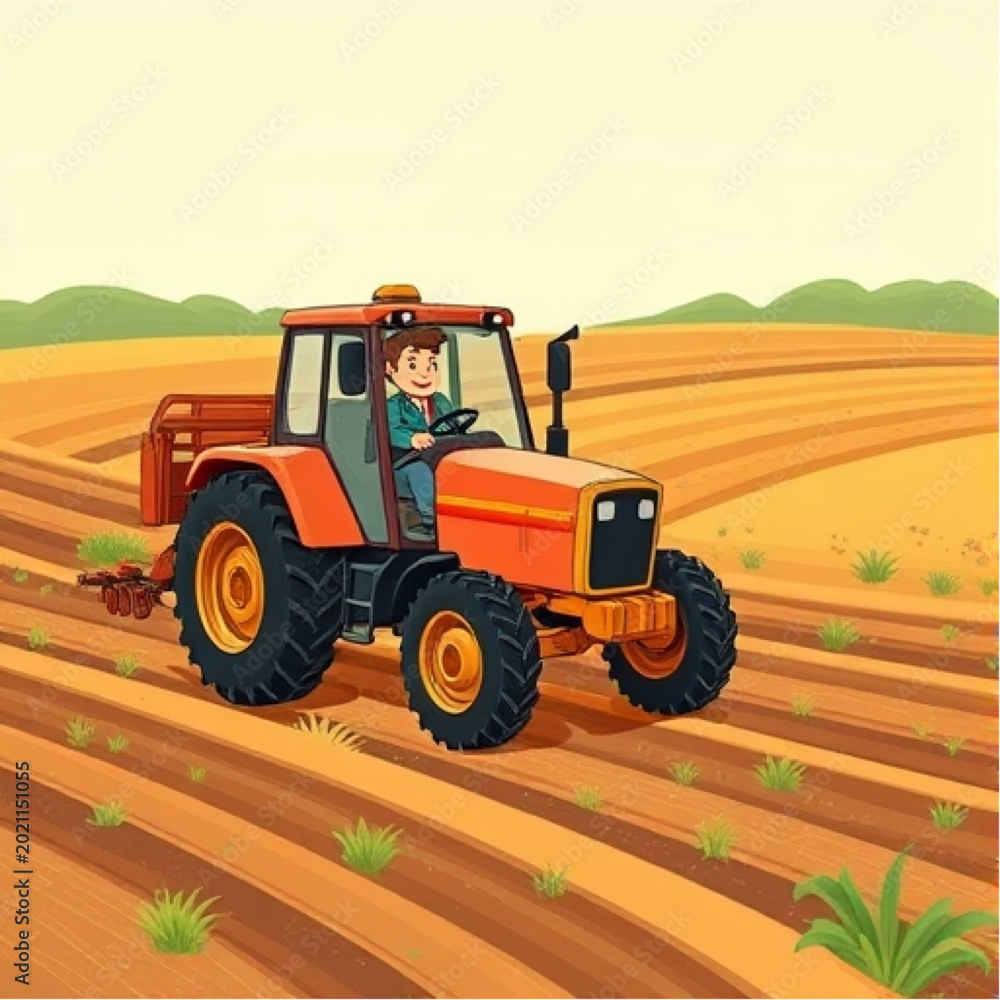 Fototapeta premium tractor in field ploughing 