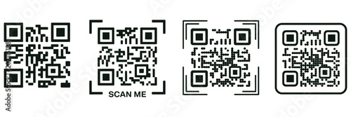 Foto scan me qr code icon vector illustration, fake qr pattern design, encrypted info