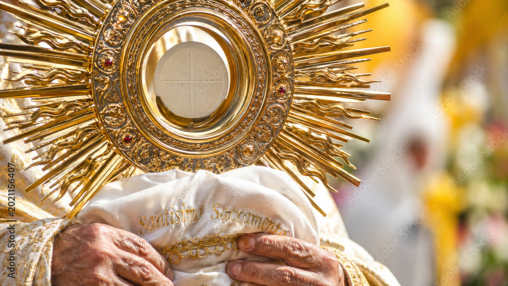Fototapeta premium Corpus Christi eucharistic celebration, religious theme with ceremonial elements