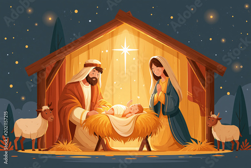 nativity scene with holy family