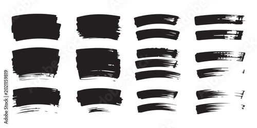 Foto Black paint brush stroke collection for artistic design projects and creative backgrounds with grunge style