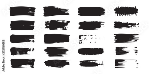 Fotografía Collection of black artistic brush strokes and ink textures for graphic design and creative layout work