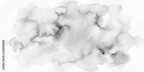 Quadro em tela Abstract blue ink splashes and watercolor smoke explode like winter ice clouds a