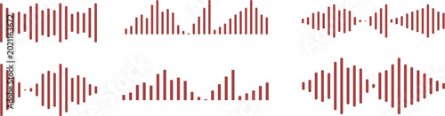 Podcast sound waves set. Audio wave app icon. Sound vector icon. abstract sound bars Music icons, color Music icon, 