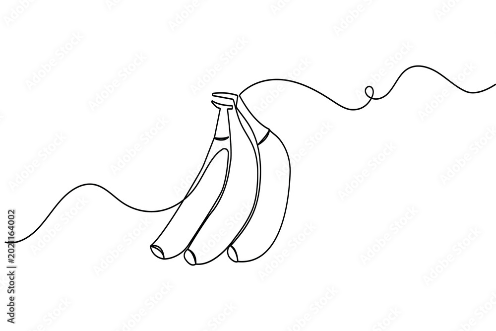 Obraz premium Minimalist one line drawing of a banana fruit isolated on white background vector