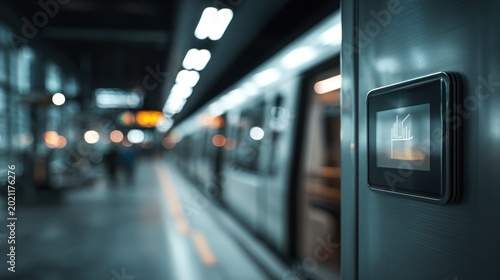 Subway train platform and signage