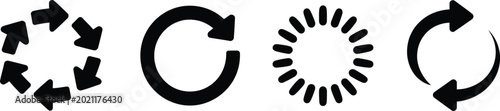 Foto Circle arrow icon design with refresh rotation reload repeat recycle symbol silh
