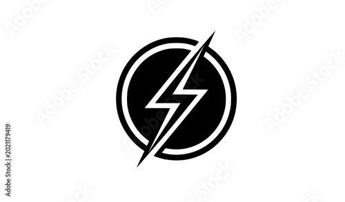 Dynamic energy boost lightning bolt icon black circle vector