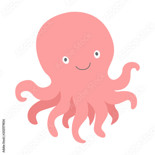 Octopus on a white background. Cartoon design for posters, children's rooms, educational materials or branding
