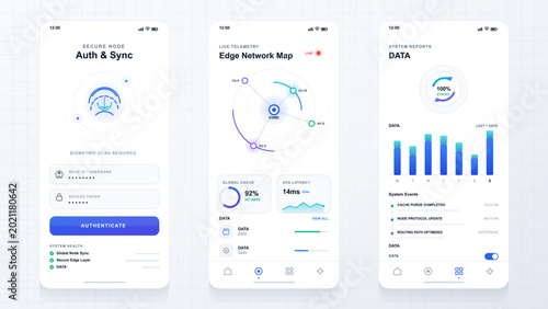 Photos Mobile security and network monitoring app screens