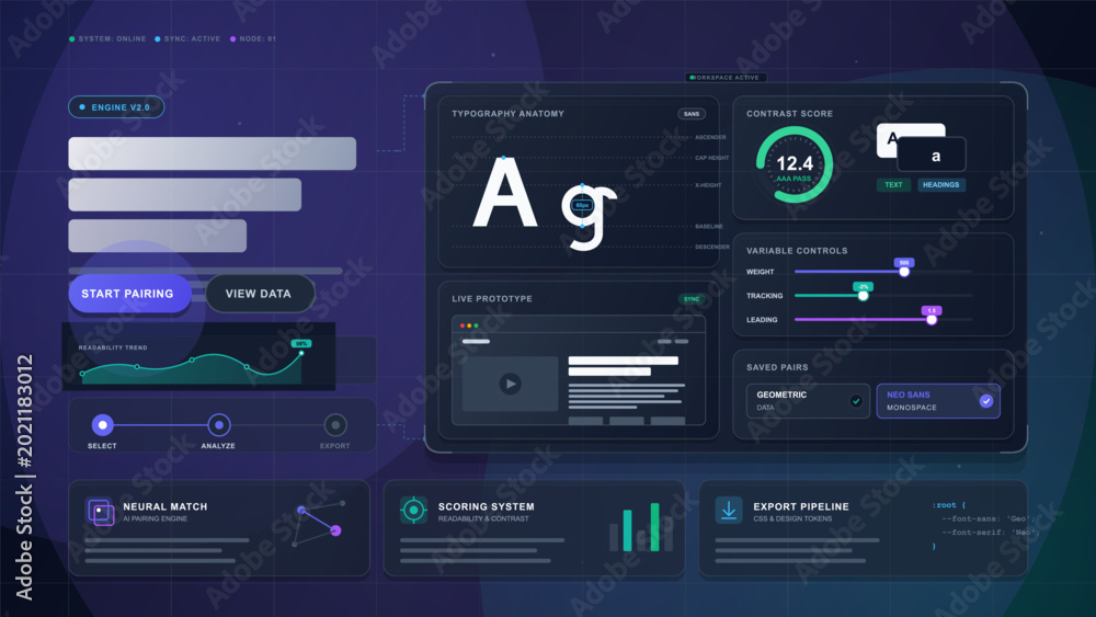 Foto Typography pairing dashboard with contrast controls
