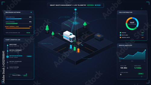 Fotografía Smart waste management dashboard with live telemetry