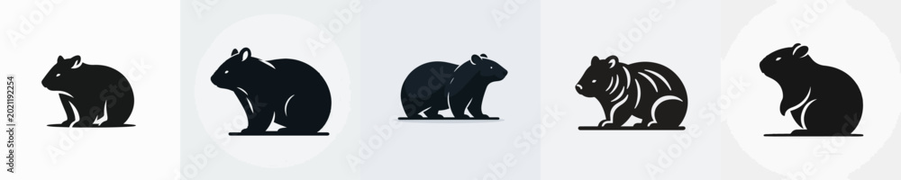 Fototapeta premium Wombat Silhouette Vector Illustration