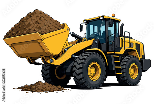 Konstfotografi Yellow Wheel Loader Tractor Machine.