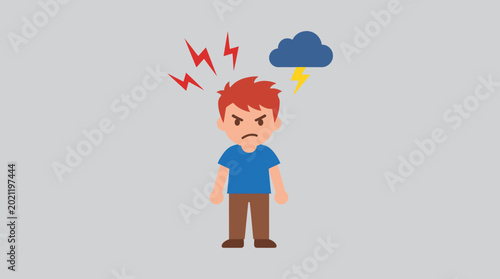 Foto Angry man under stormy weather conditions.