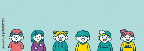 子供 かわいい 上半身 背景素材 手描き シンプル イラスト