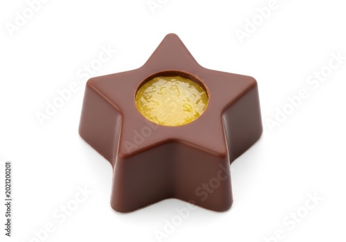 Star shaped chocolate with a golden filling