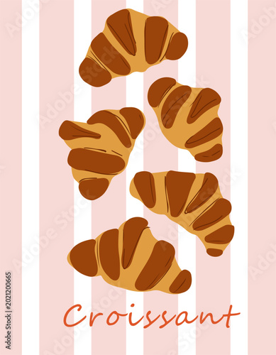 Obraz na plátně Hand-drawn poster with croissants