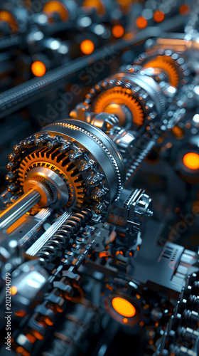Heavy industrial factory machinery and equipment drive factory production with gear systems, industrial gear equipment photography.