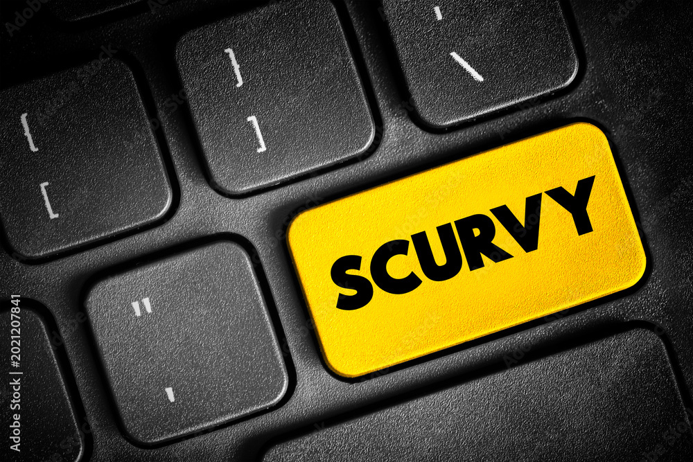 Fototapeta premium Scurvy is a disease caused by a serious vitamin C deficiency, text button on keyboard, concept background