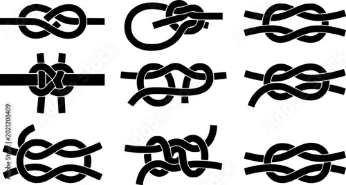 Collection of various knot types displayed on a simple background for reference and educational purposes
