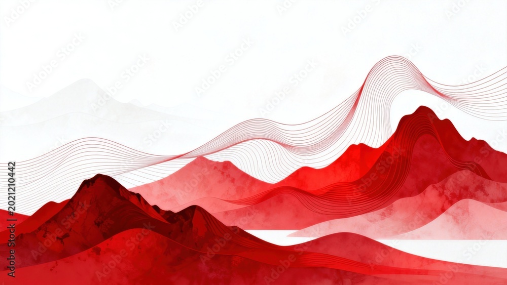 Fototapeta premium Red abstract mountain landscape