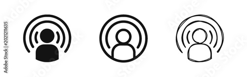 Canvastavla Broadcasting and Mental Awareness Icons Person with Signal Waves Symbol