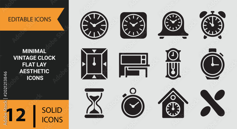 Εκτύπωση καμβά Historical Time Measurement Devices And Antique Clock Decorative Objects Icon Se